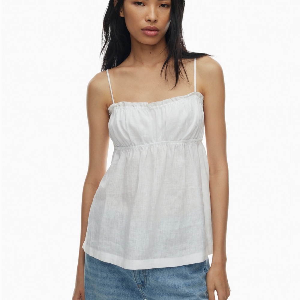 Aritzia “crumpet” White linen Camisole Top BNWT